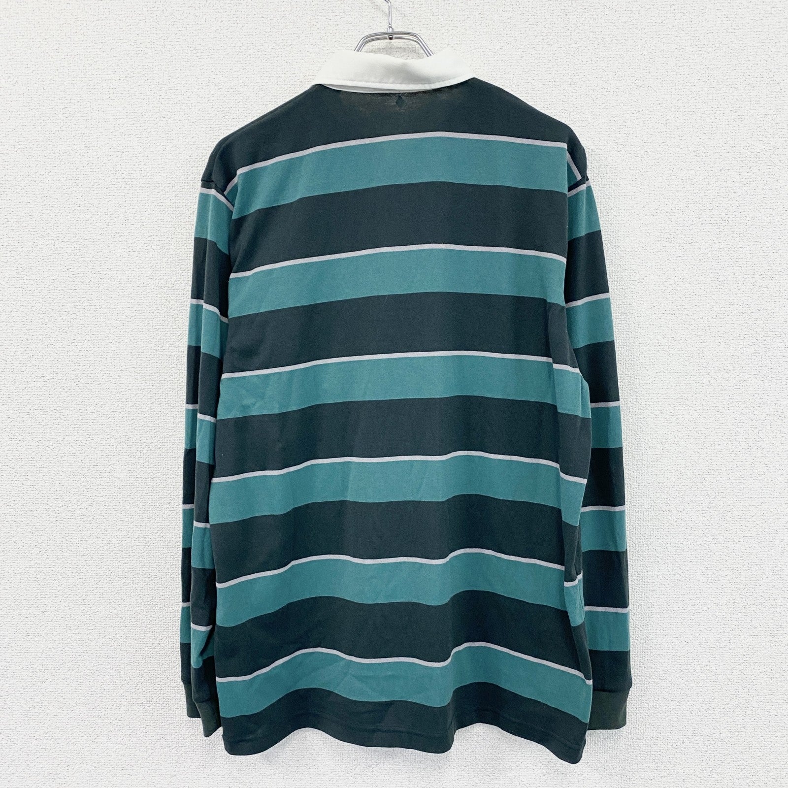 mont-bell　モンベル　長袖ラガーシャツ　ボーダー柄　緑　グリーン　XLサイズ