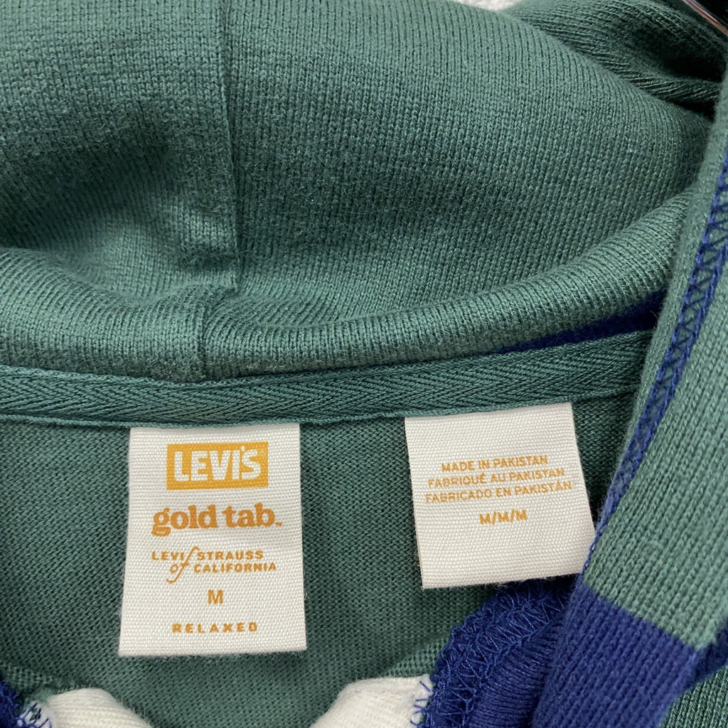 Levi's　リーバイス　GOLD TAB　CLUB RUGBYスウェットシャツ　ボーダー柄　グリーン　ネイビー　Mサイズ