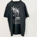 ～90s　半袖プリントTシャツ　ヤシの木　ヴィンテージ　シングルステッチ　バックジップデザイン　黒　ブラック