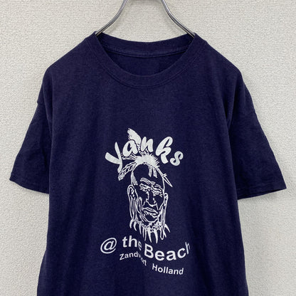 Yanks Indian Club　半袖プリントTシャツ　インディアン　両面プリント　紺　ネイビー