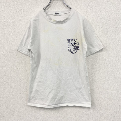 Shiyi　半袖プリントTシャツ　豚　キャラT　白　ホワイト
