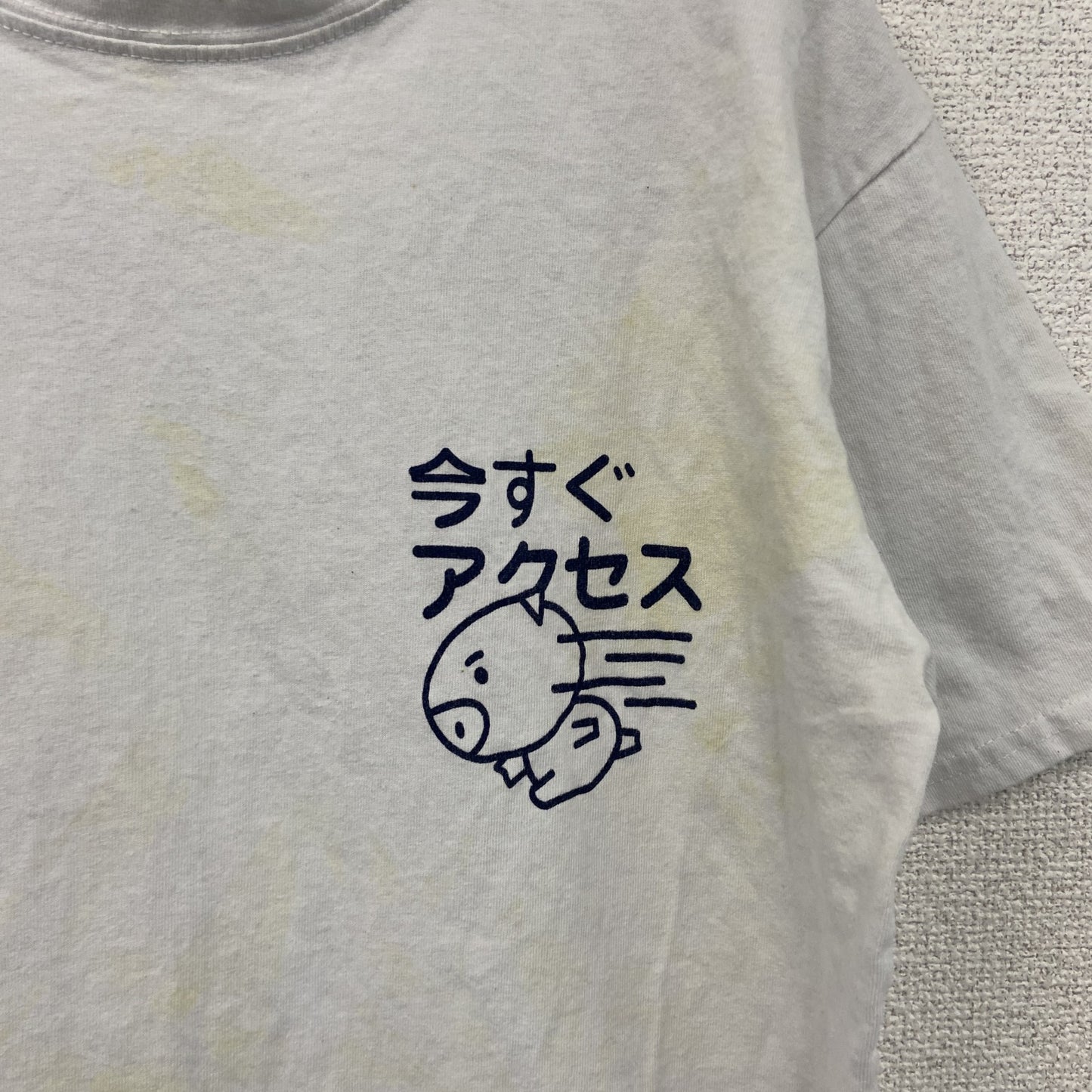 Shiyi　半袖プリントTシャツ　豚　キャラT　白　ホワイト