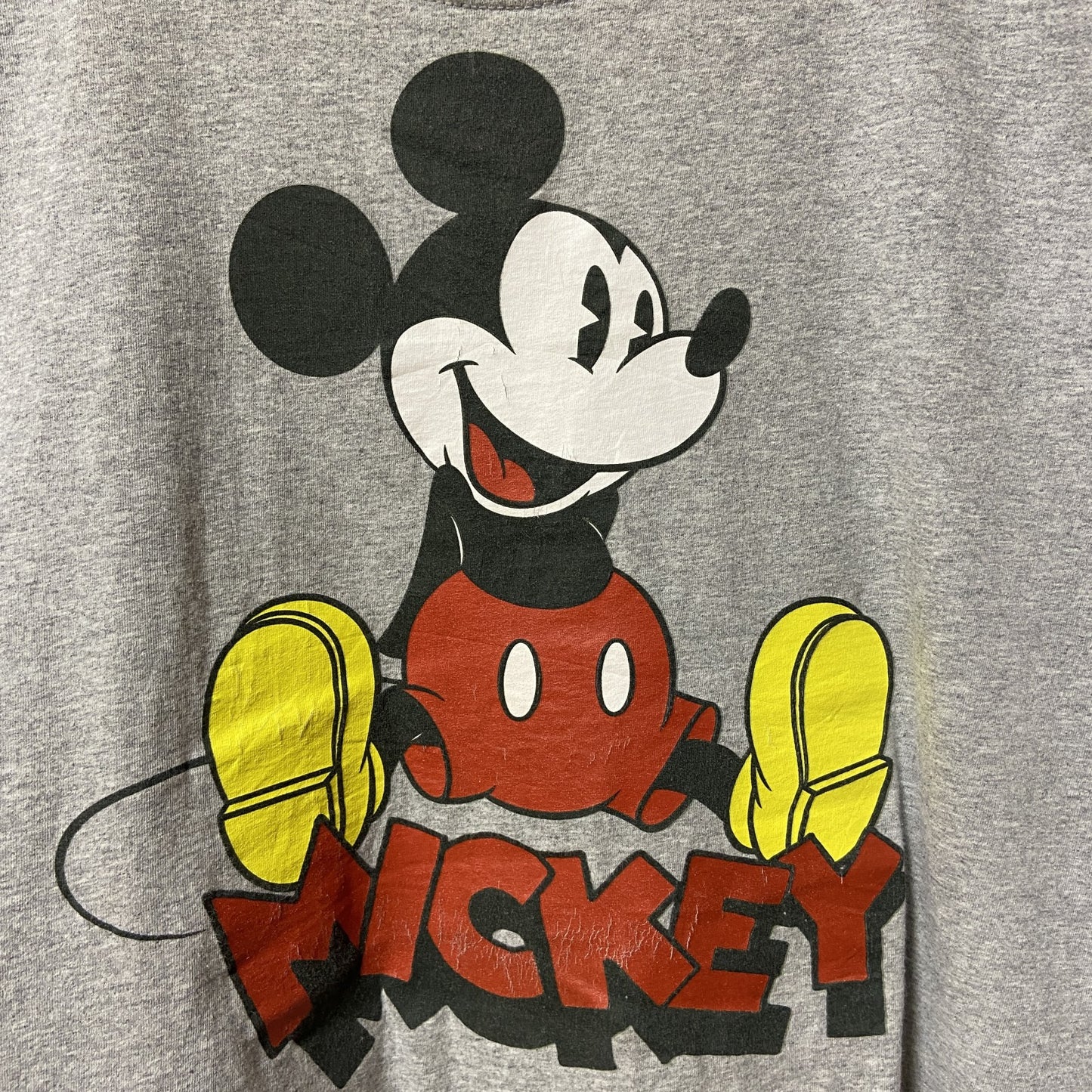 古着 used　Disney　ディズニー　ミッキー　Mickey Mouse　半袖プリントTシャツ　グレー　オーバーサイズ