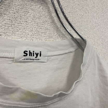 Shiyi　半袖プリントTシャツ　豚　キャラT　白　ホワイト