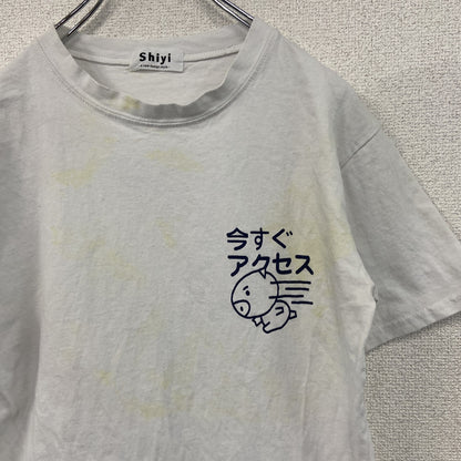 Shiyi　半袖プリントTシャツ　豚　キャラT　白　ホワイト
