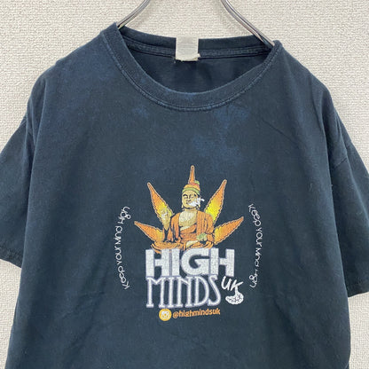 GILDAN　ギルダン　HIGH MINDS UK　半袖プリントTシャツ　紺　ネイビー　Lサイズ