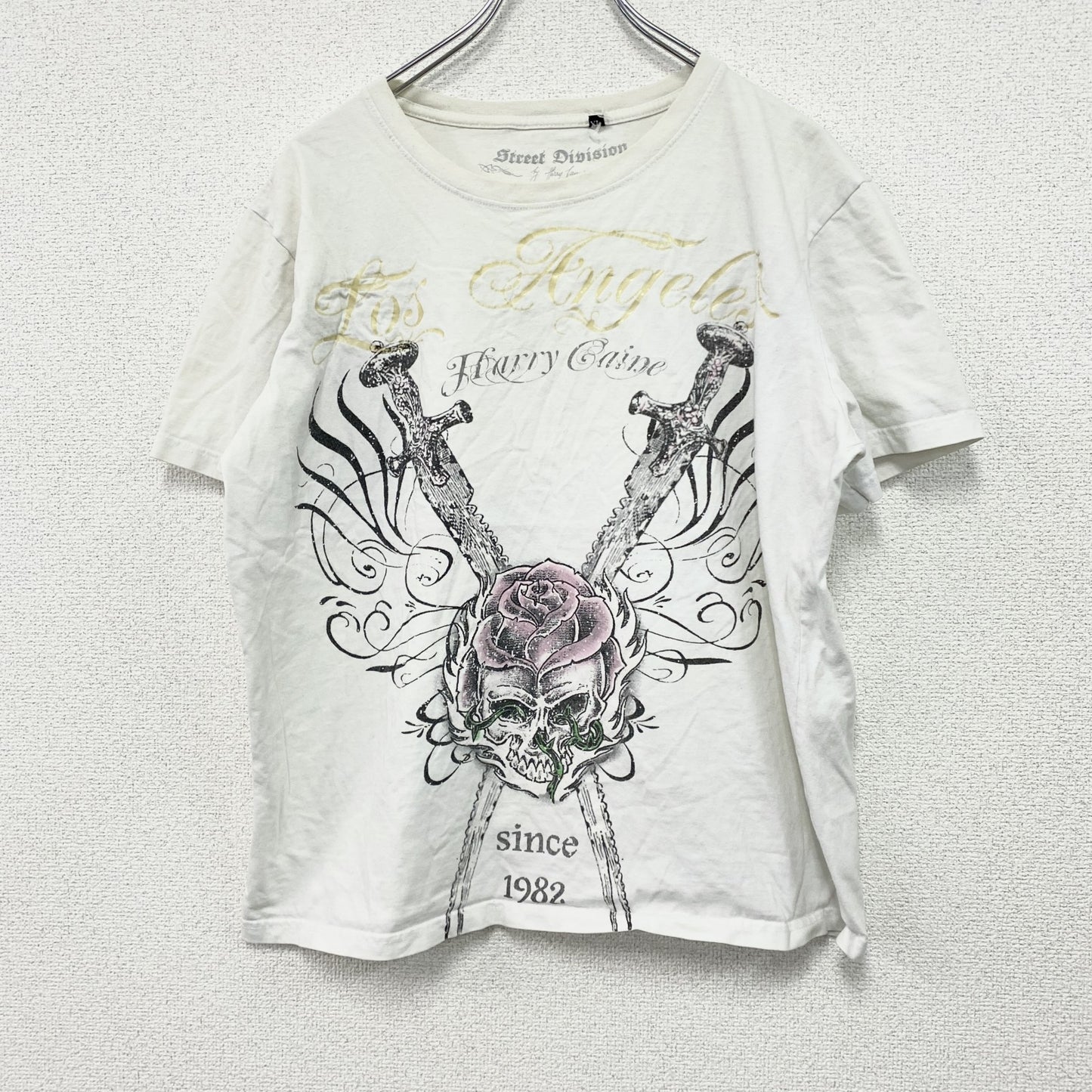 Street Division　半袖Tシャツ　ギャルT　スカル　骸骨　白　ホワイト　XLサイズ