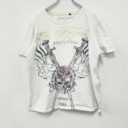 Street Division　半袖Tシャツ　ギャルT　スカル　骸骨　白　ホワイト　XLサイズ