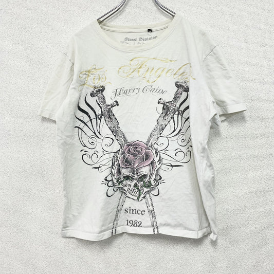 Street Division　半袖Tシャツ　ギャルT　スカル　骸骨　白　ホワイト　XLサイズ