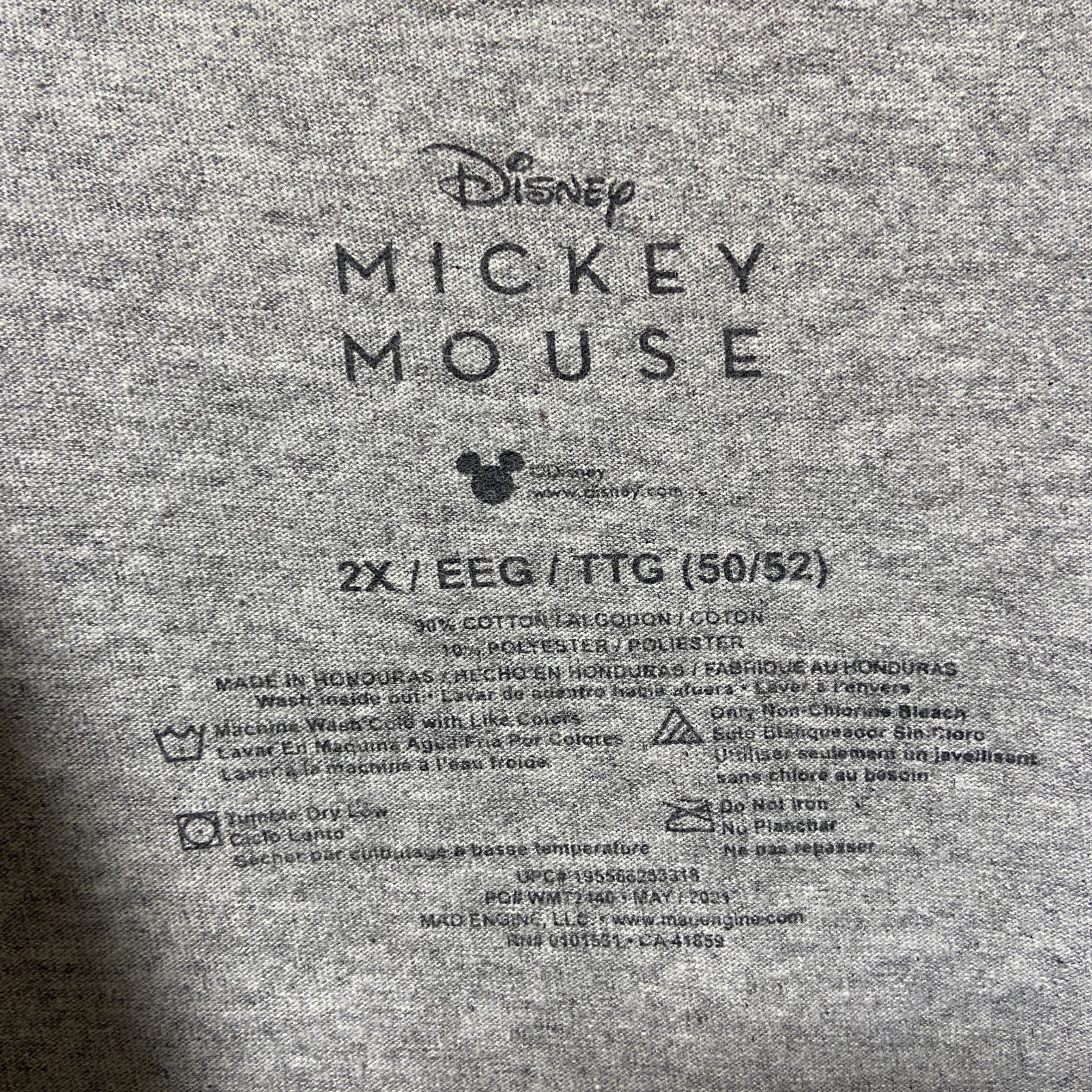 古着 used　Disney　ディズニー　ミッキー　Mickey Mouse　半袖プリントTシャツ　グレー　オーバーサイズ