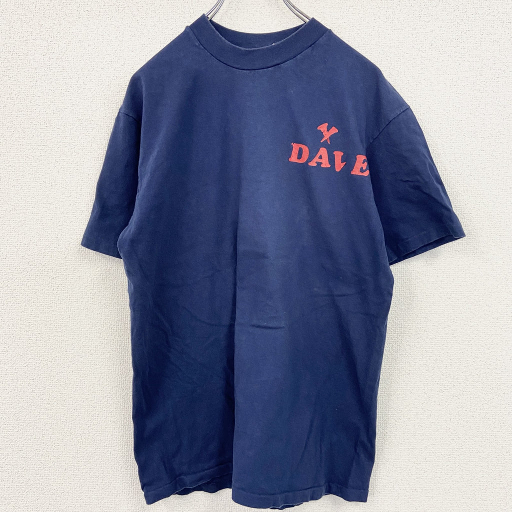 90s　Hanes　ヘインズ　半袖両面プリントTシャツ　ヴィンテージ　シングルステッチ　紺　ネイビー　Lサイズ