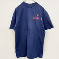 90s　Hanes　ヘインズ　半袖両面プリントTシャツ　ヴィンテージ　シングルステッチ　紺　ネイビー　Lサイズ
