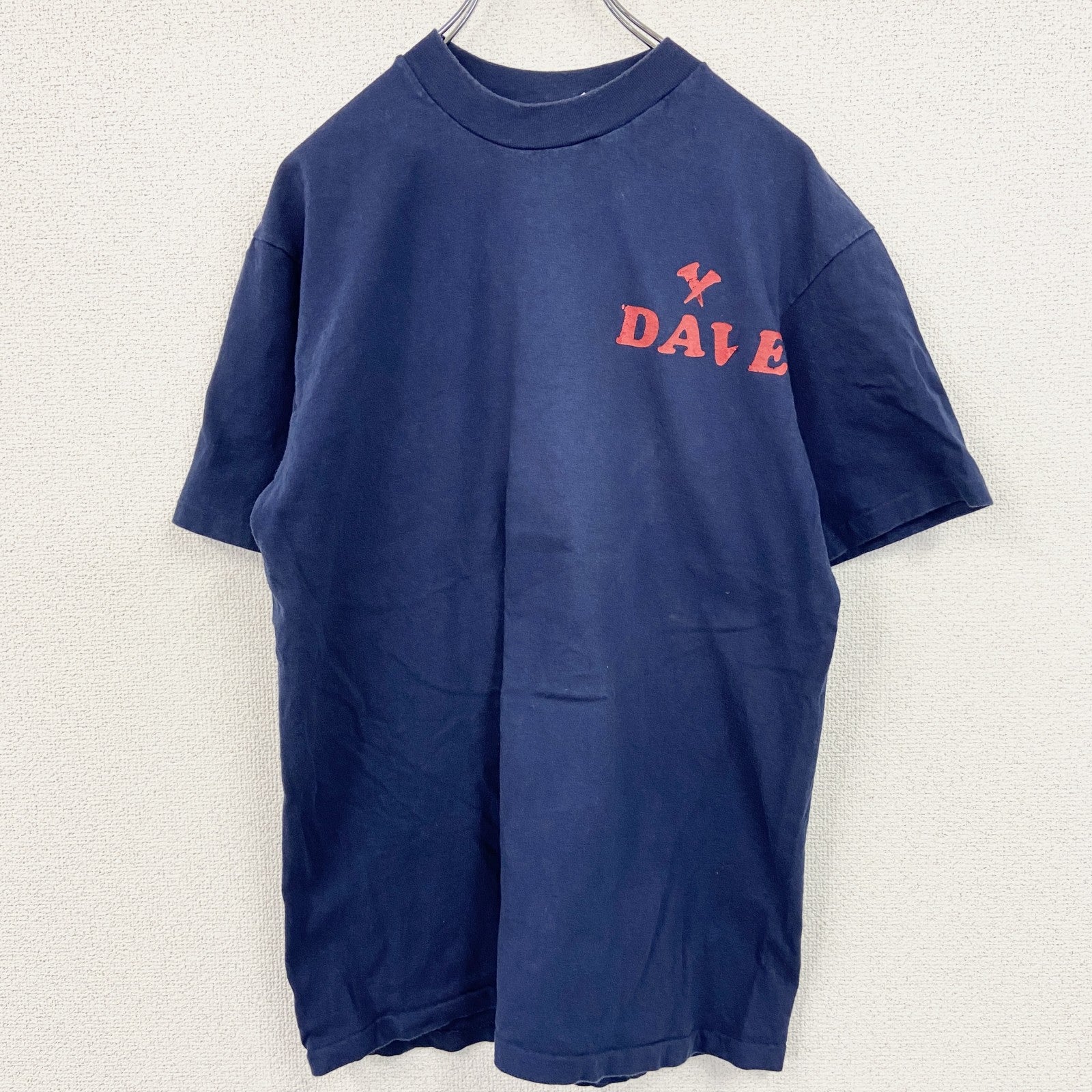 90s　Hanes　ヘインズ　半袖両面プリントTシャツ　ヴィンテージ　シングルステッチ　紺　ネイビー　Lサイズ