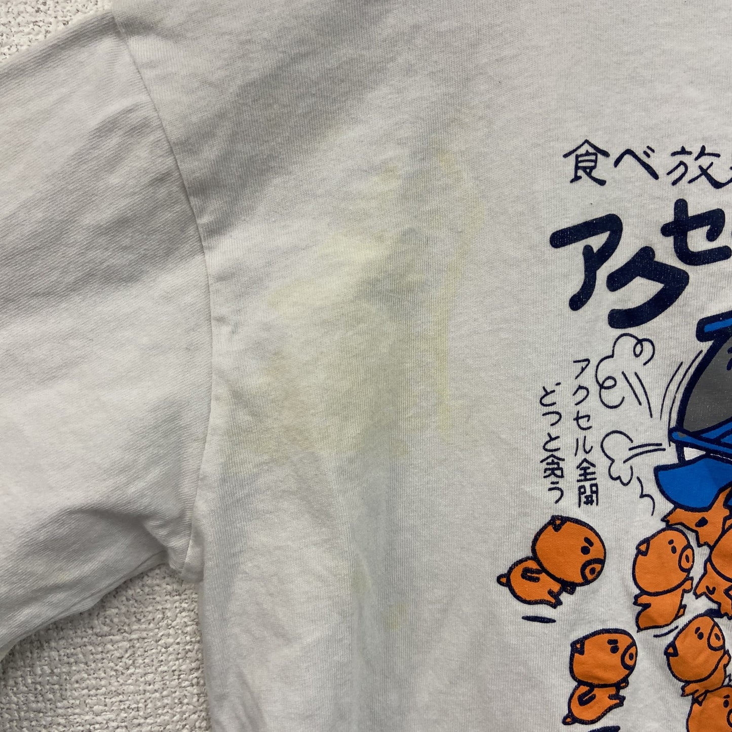 Shiyi　半袖プリントTシャツ　豚　キャラT　白　ホワイト