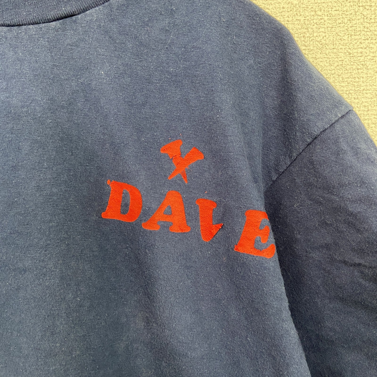 90s　Hanes　ヘインズ　半袖両面プリントTシャツ　ヴィンテージ　シングルステッチ　紺　ネイビー　Lサイズ