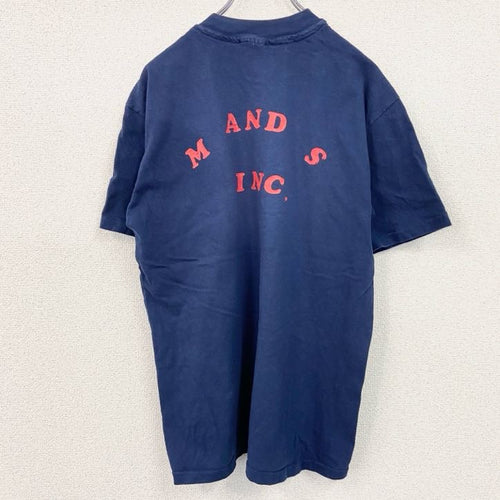 90s　Hanes　ヘインズ　半袖両面プリントTシャツ　ヴィンテージ　シングルステッチ　紺　ネイビー　Lサイズ