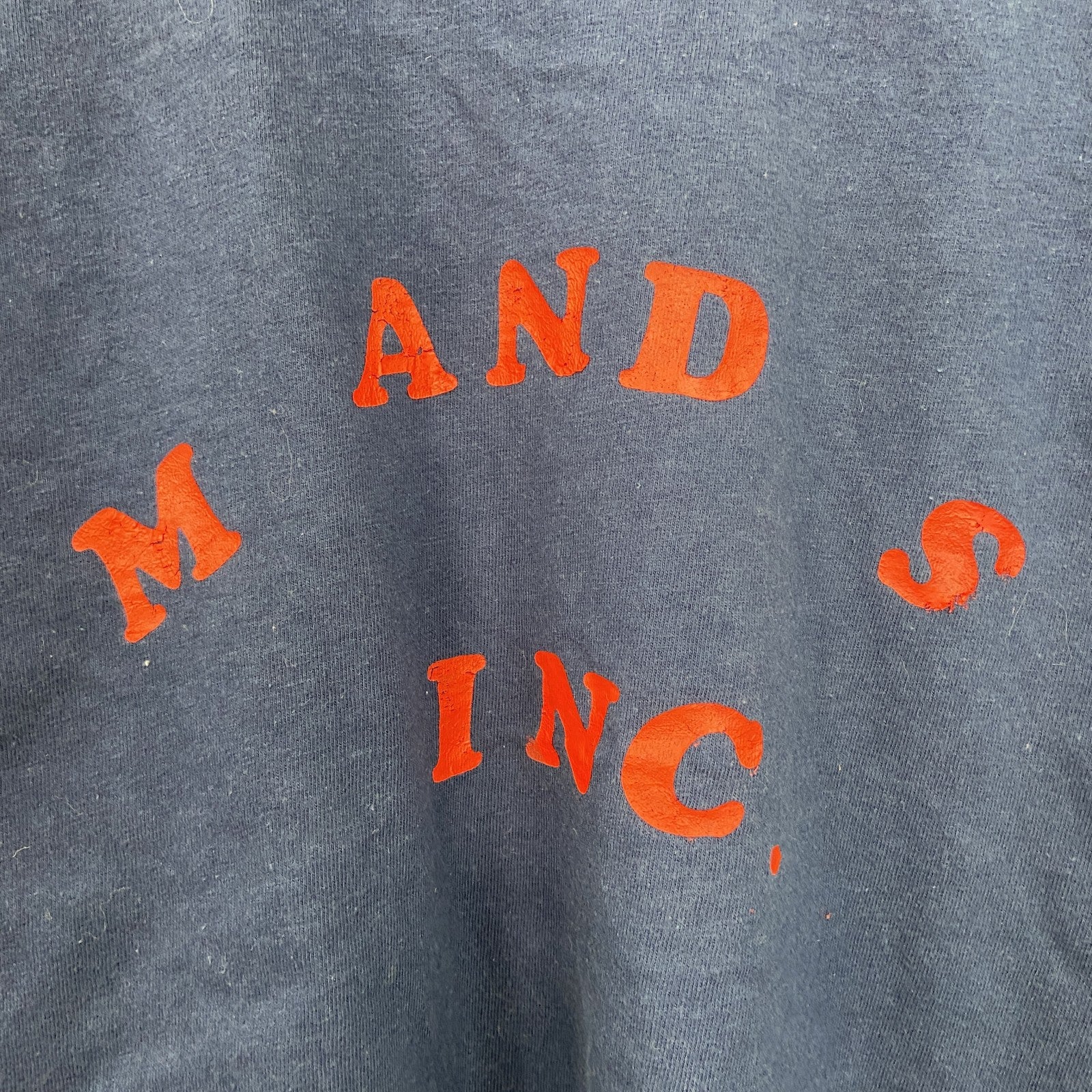90s　Hanes　ヘインズ　半袖両面プリントTシャツ　ヴィンテージ　シングルステッチ　紺　ネイビー　Lサイズ