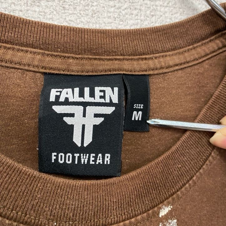 FALLEN　半袖Tシャツ　スカル　骸骨　茶色　ブラウン　Mサイズ
