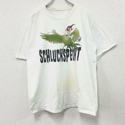 半袖Tシャツ　SCHLUCKSPECHT　アルコール　キツツキ　鳥　白　ホワイト　
