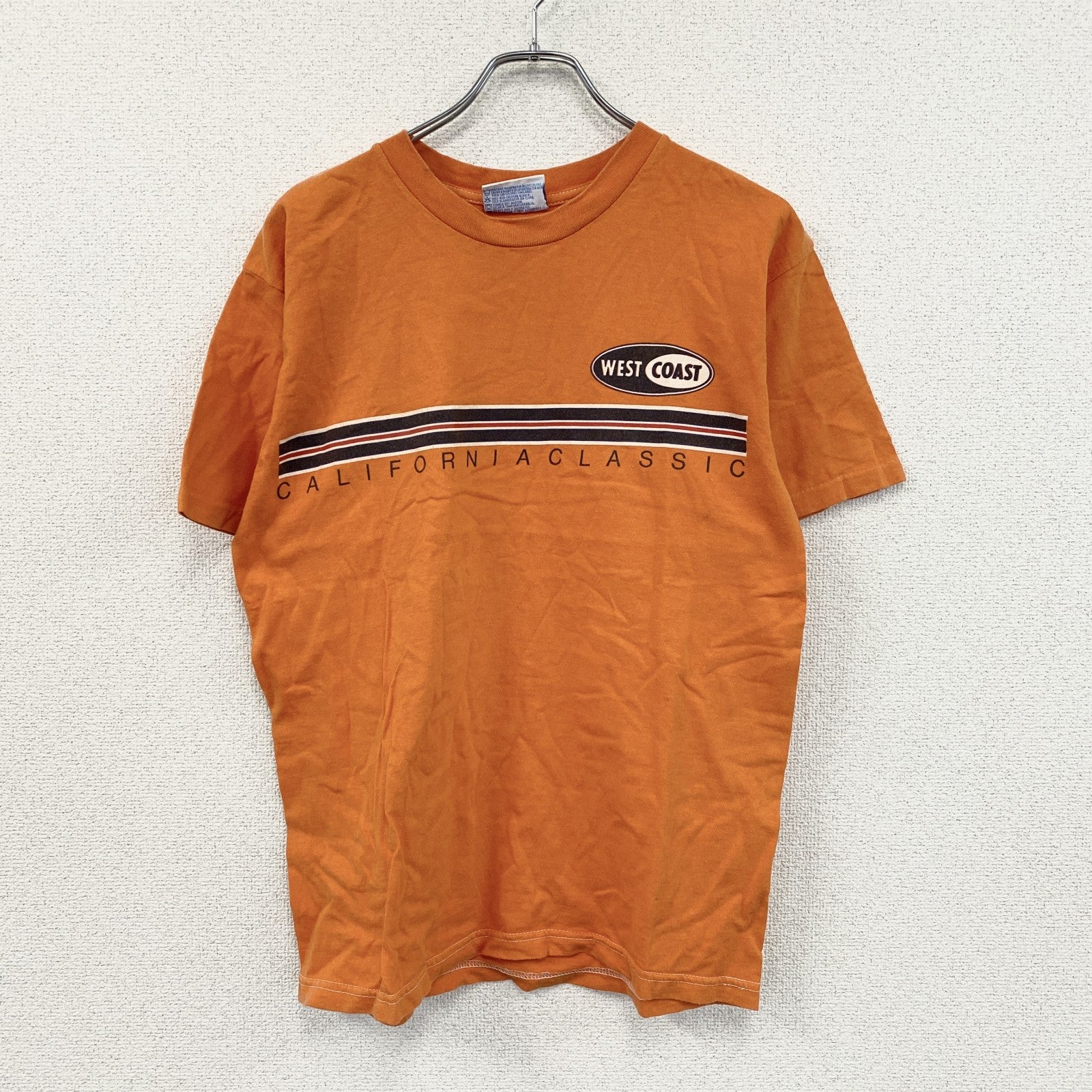 ～90s　HEAVYWEIGHTS　半袖Tシャツ　英字プリント　シングルステッチ　USA　カリフォルニア　ヴィンテージ　オレンジ　Mサイズ