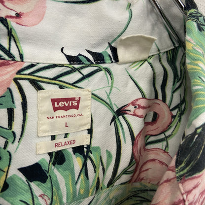 Levi’s　リーバイス　半袖シャツ　フラミンゴ　総柄　白　ホワイト　Lサイズ