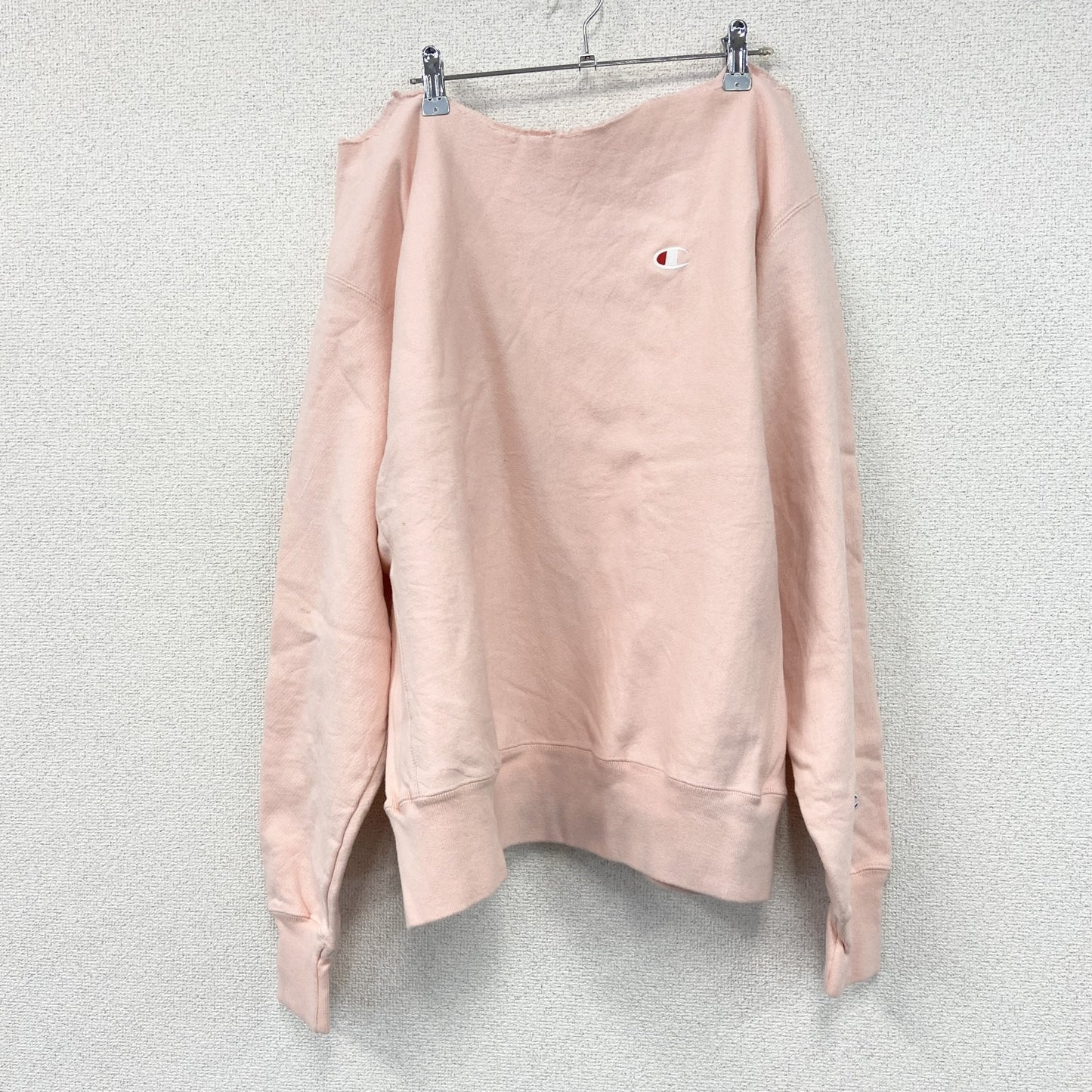 Champion　チャンピオン　リバースウィーブ　スウェット/トレーナー　リメイク加工　刺繍ロゴ　ワンポイント　ピンク
