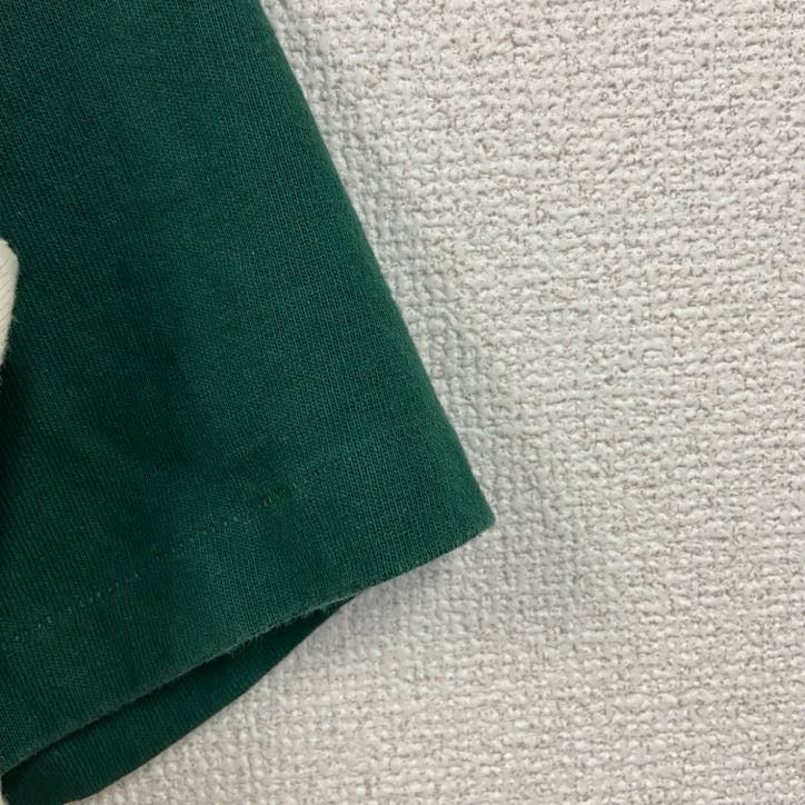 90s　cotton deluxe　半袖プリントTシャツ　シングルステッチ　クマ　アイボリー　バイカラー　Mサイズ