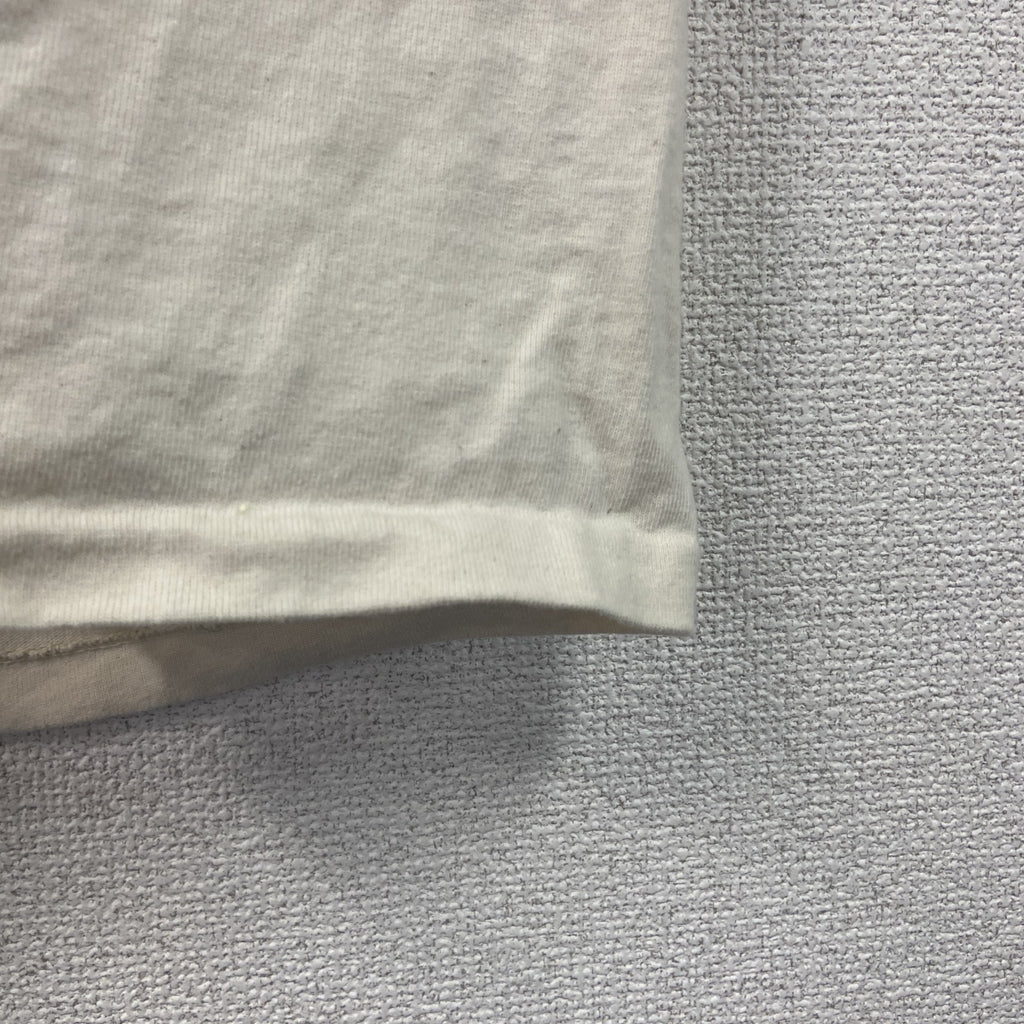 90s　cotton deluxe　半袖プリントTシャツ　シングルステッチ　クマ　アイボリー　バイカラー　Mサイズ