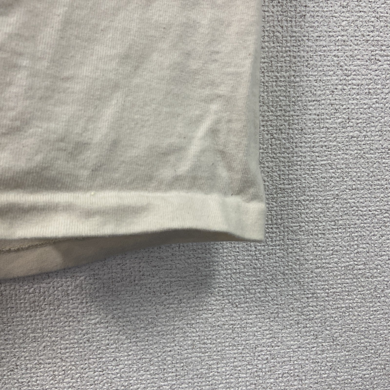 90s　cotton deluxe　半袖プリントTシャツ　シングルステッチ　クマ　アイボリー　バイカラー　Mサイズ
