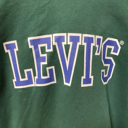 古着 used LEVI'Sリーバイス 長袖ロゴプリントプルオーバーパーカー フーディー レトロデザイン グリーン Sサイズ