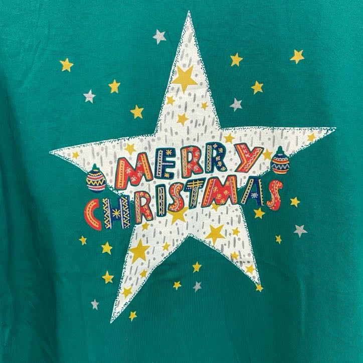 ～90s　Katies　半袖プリントTシャツ　ヴィンテージ　シングルステッチ　クリスマス　緑　グリーン　16サイズ
