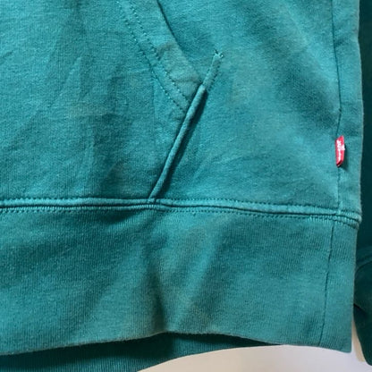古着 used LEVI'Sリーバイス 長袖ロゴプリントプルオーバーパーカー フーディー レトロデザイン グリーン Sサイズ