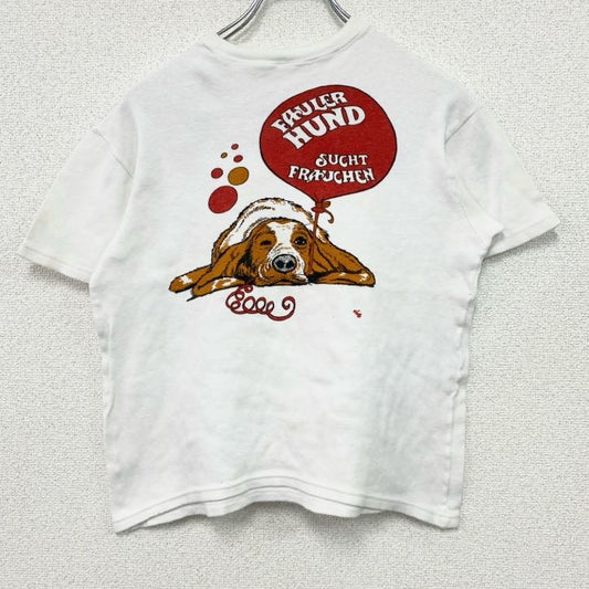 ～00s　VEDEX　半袖プリントTシャツ　バセット ハウンド　FAULER HUND　ホワイト　Mサイズ