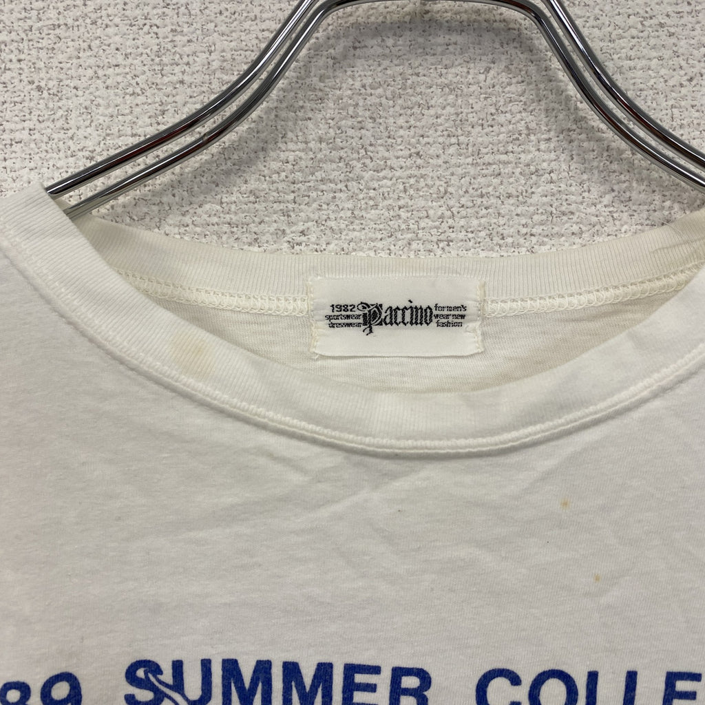 80s　PACCINO　パッチーノ　半袖プリントTシャツ　シングルステッチ　ヴィンテージ　白　ホワイト　