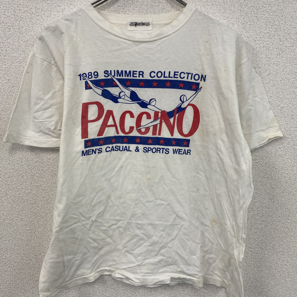 80s　PACCINO　パッチーノ　半袖プリントTシャツ　シングルステッチ　ヴィンテージ　白　ホワイト　