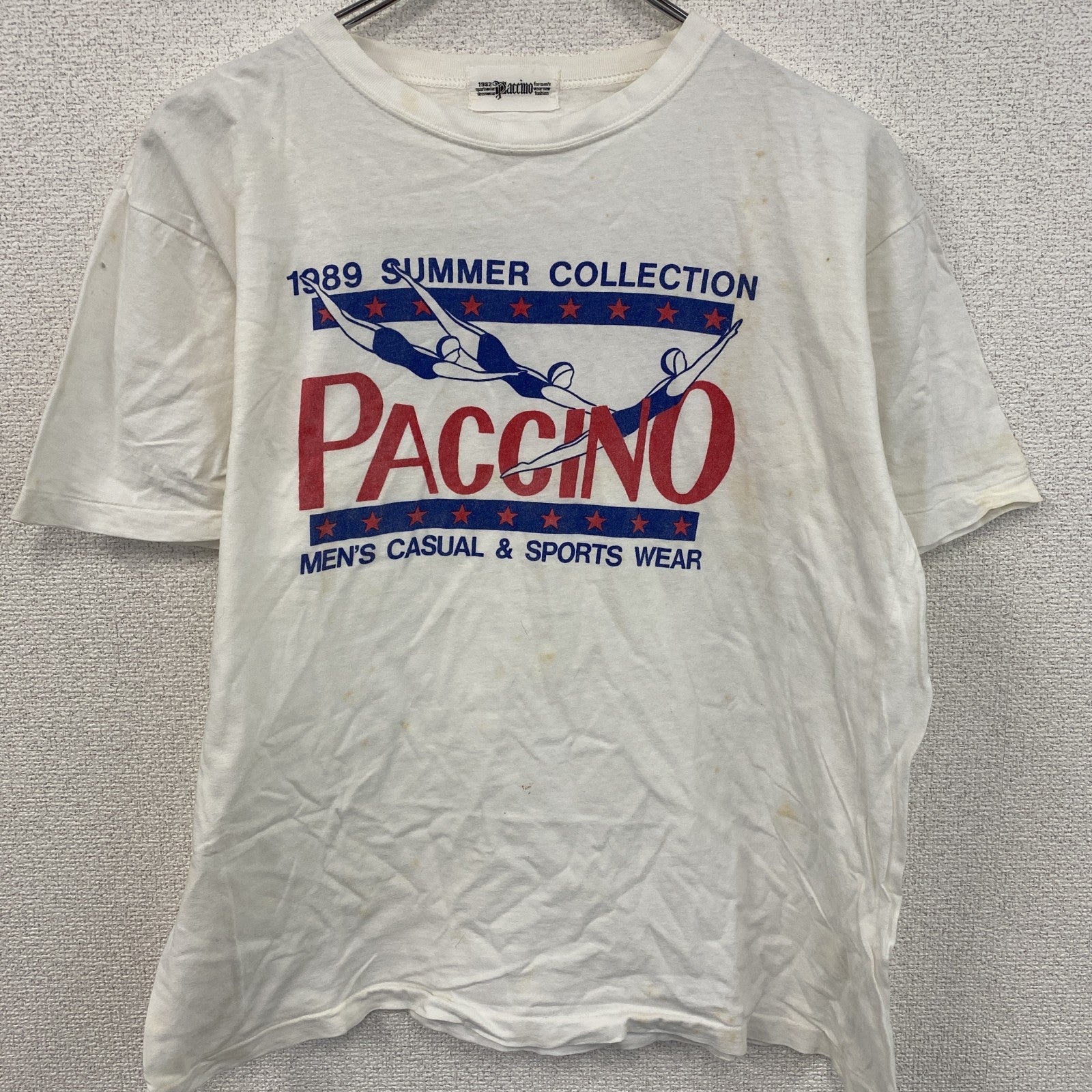 80s　PACCINO　パッチーノ　半袖プリントTシャツ　シングルステッチ　ヴィンテージ　白　ホワイト　