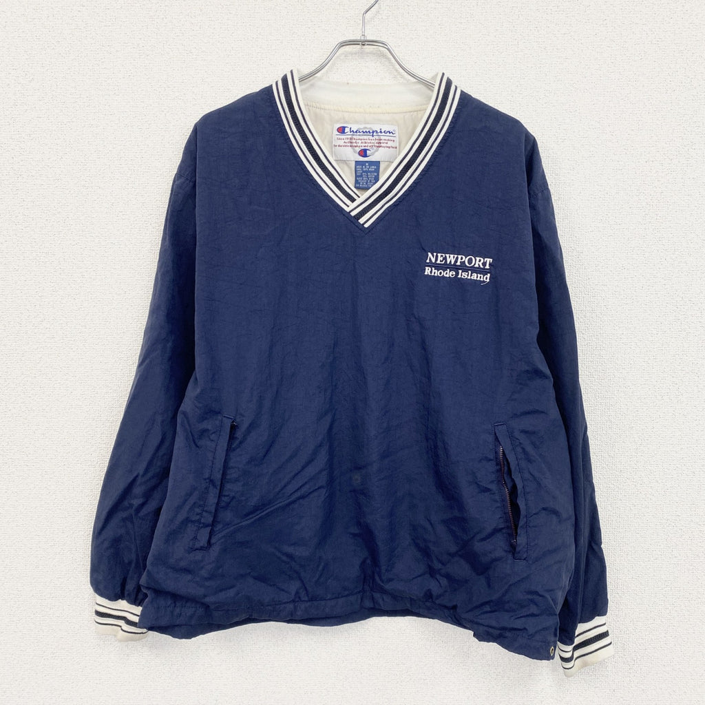 90s　Champion　チャンピオン　プルオーバーナイロンジャケット　ヴィンテージ　紺　ネイビー　Mサイズ