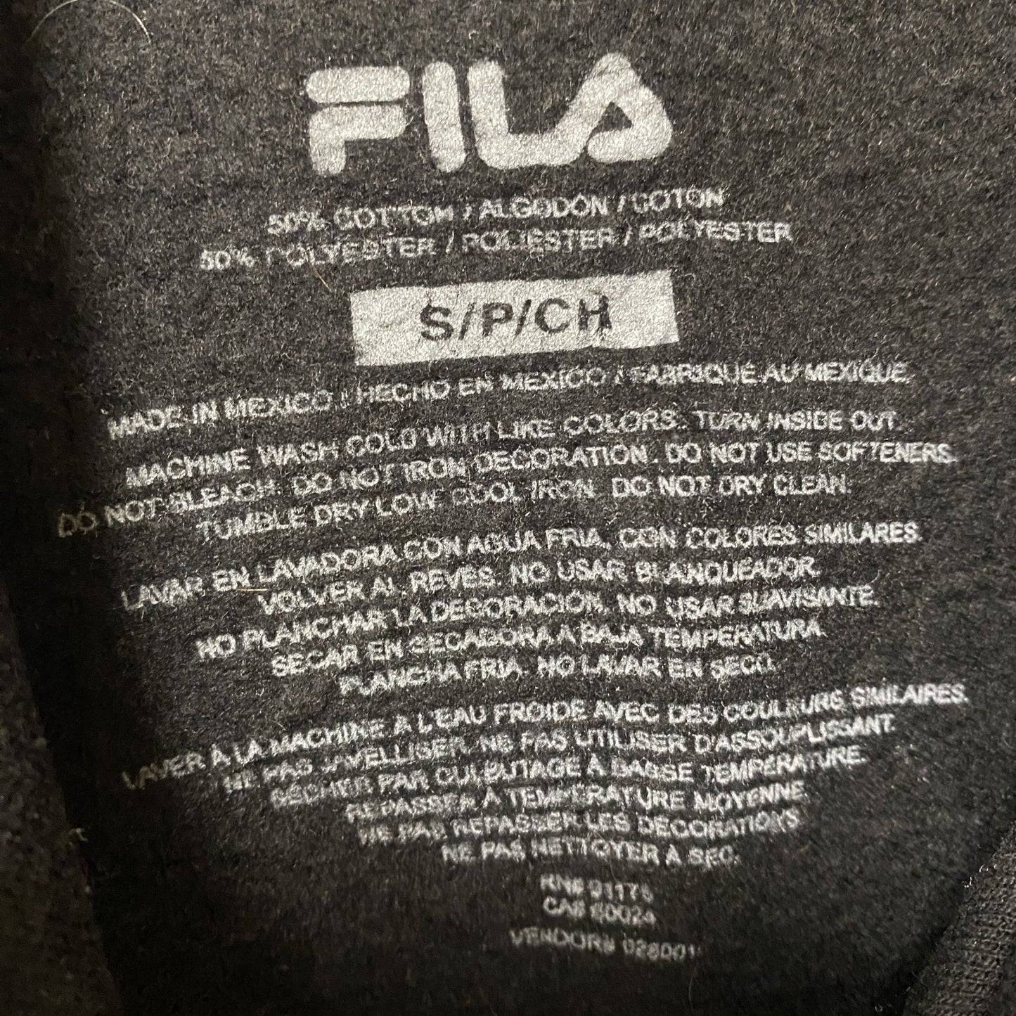 FILA　フィラ　スウェットパーカー/フーディー　デカロゴ　3連プリント　スポーツミックス　ビッグシルエット　黒　ブラック　Ｓサイズ