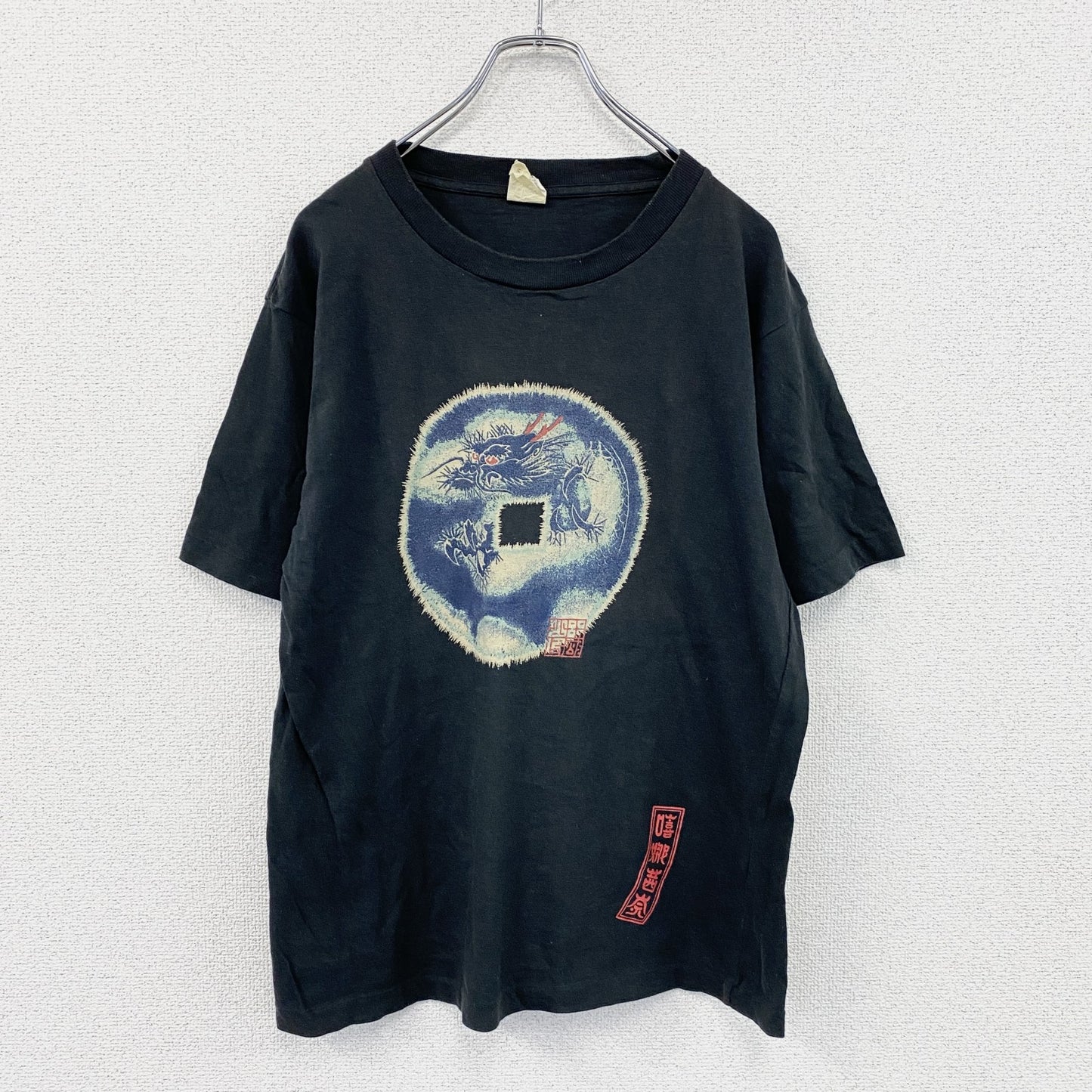 Hinahina　半袖プリントTシャツ　シングルステッチ　黒　ブラック　Mサイズ　