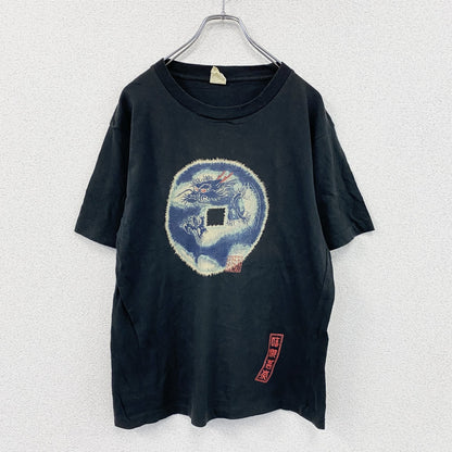 Hinahina　半袖プリントTシャツ　シングルステッチ　黒　ブラック　Mサイズ　