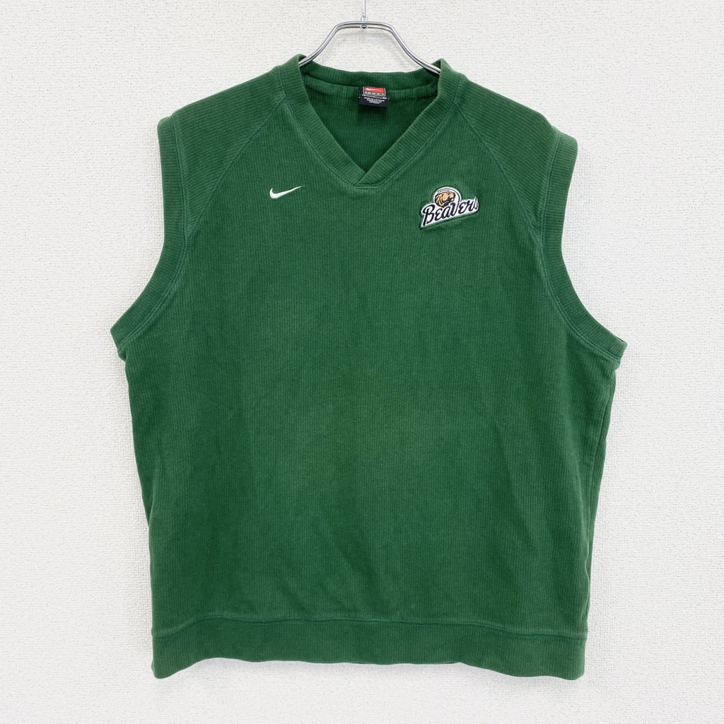 90s　NIKE　ナイキ　Vネックコットンニットベスト　ヴィンテージ　緑　グリーン　Lサイズ