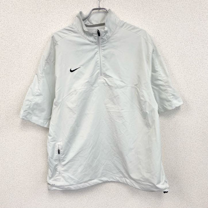 NIKE　ナイキ　半袖プルオーバージャケット　ハーフジップ　ワンポイント　白　ホワイト　XLサイズ