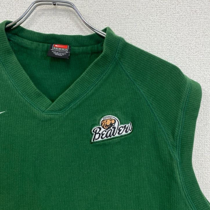 90s　NIKE　ナイキ　Vネックコットンニットベスト　ヴィンテージ　緑　グリーン　Lサイズ