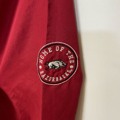 古着 used　Cadre　長袖ナイロンプルオーバー　NCAA　ARKANSAS　ワッペン　Vネック　ビックシルエット　XLサイズ