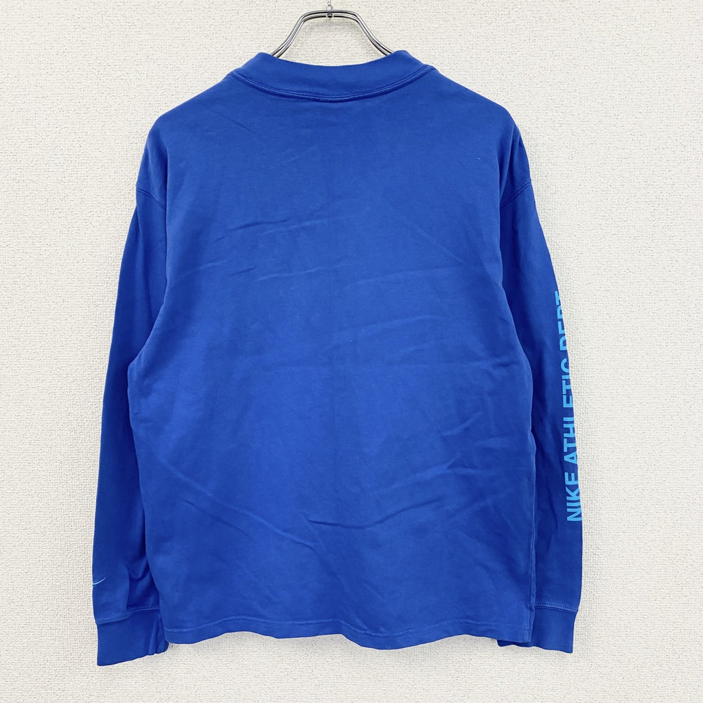 NIKE　ナイキ　ATHLETIC DEPT.　長袖Tシャツ/ロンT　スウッシュ　デカロゴ　青　ブルー　Lサイズ