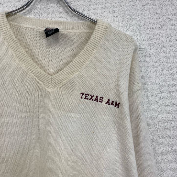 90s　NIKE　ナイキ　Vネックコットンニットセーター　ヴィンテージ　白　ホワイト　Lサイズ
