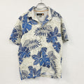 Quiksilver　クイックシルバー　半袖アロハシャツ　総柄　ホワイト　ブルー　Mサイズ