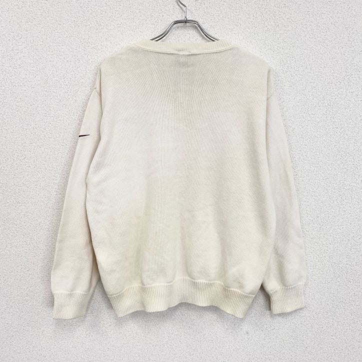 90s　NIKE　ナイキ　Vネックコットンニットセーター　ヴィンテージ　白　ホワイト　Lサイズ