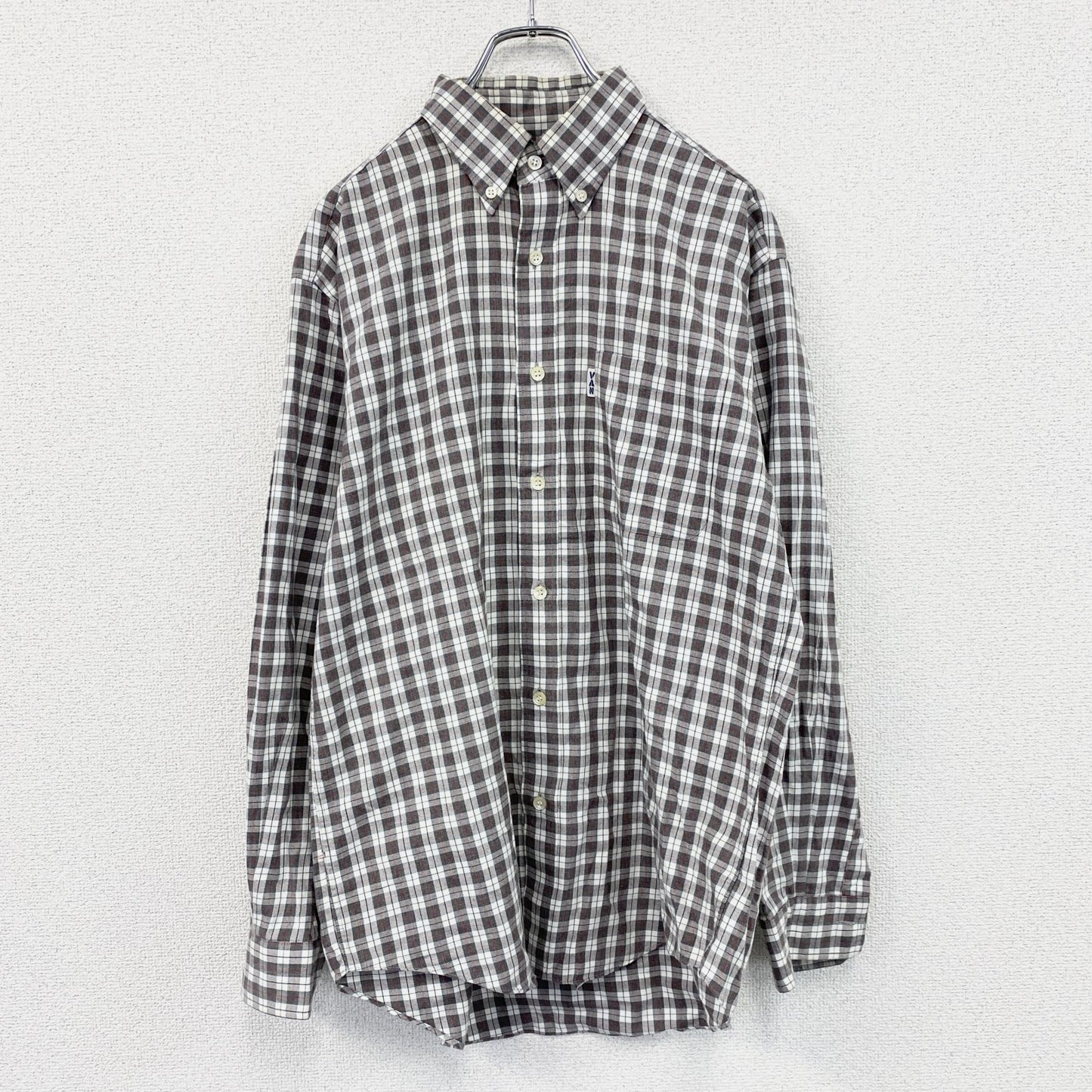 VAN Jacket　ヴァンジャケット　長袖ボタンダウンシャツ　チェック柄　グレー　Lサイズ