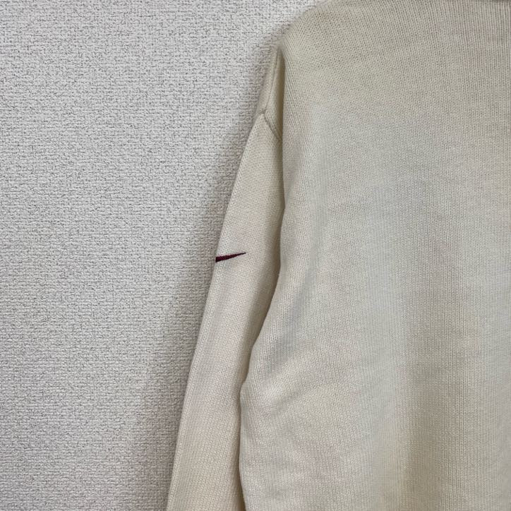 90s　NIKE　ナイキ　Vネックコットンニットセーター　ヴィンテージ　白　ホワイト　Lサイズ